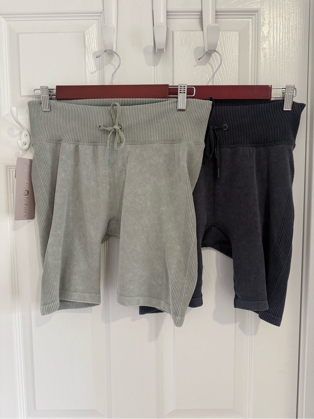 NWT Harmony Balance Tie Dye Ribbed HR Biker Shorts Bundle Black Sage Green L
